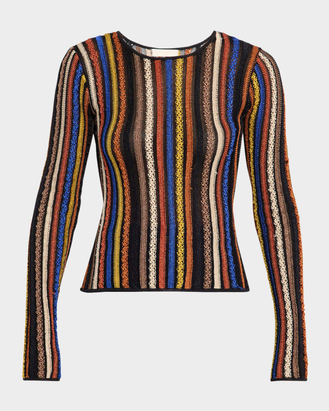 Ardith Long-Sleeve Lace Knit Top